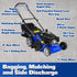 Cortadora de césped autopropulsada BILT HARD de 21 pulgadas, 3 en 1, a gasolina, con motor de 4 tiempos de 201 cc, ensacado, triturado y descarga lateral, altura de corte ajustable de 8 posiciones, arranque fácil.