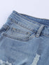 Fashionable Distressed Denim Shorts with Flag