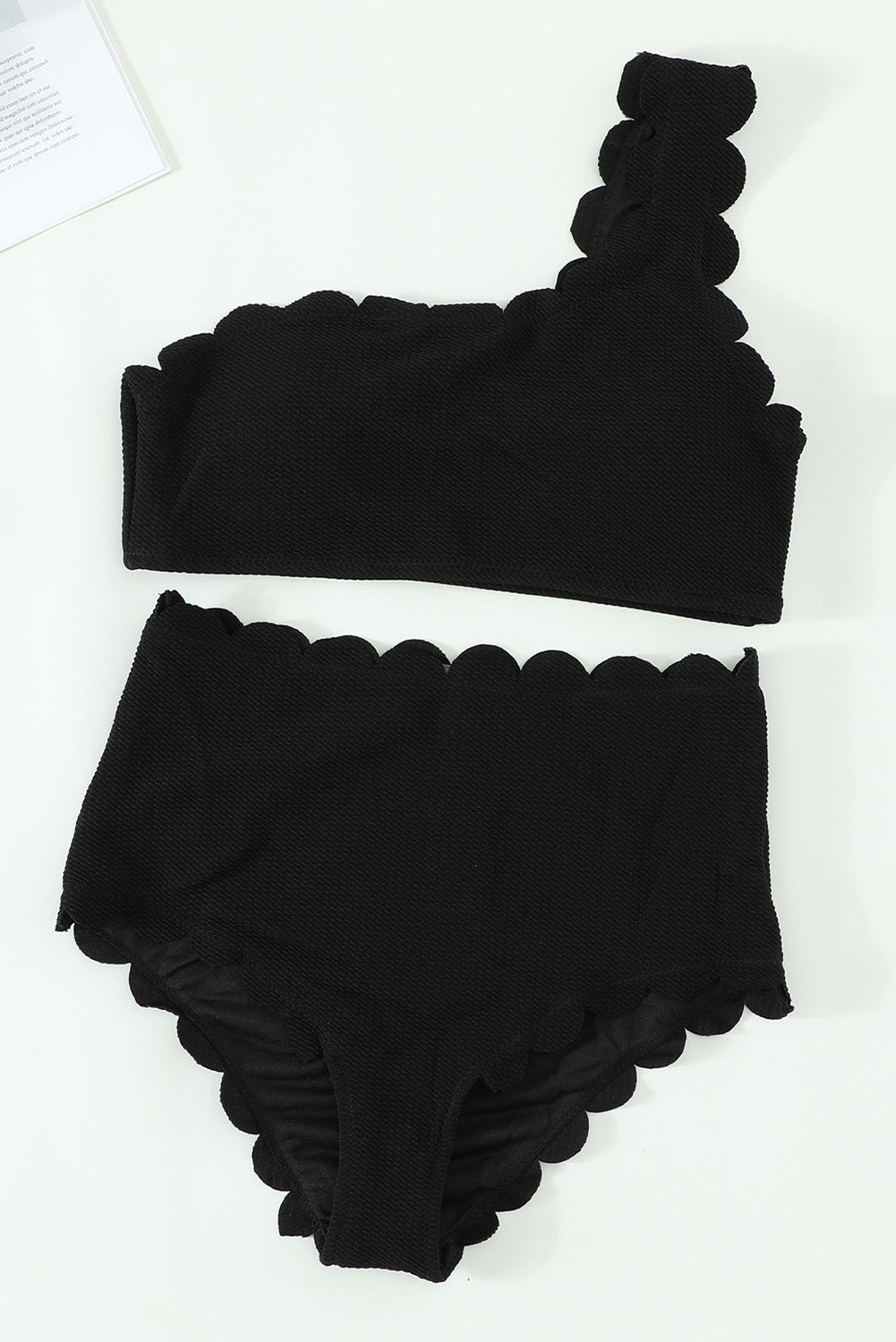 One-Shoulder Scalloped High-Waisted Bikini