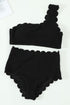 One-Shoulder Scalloped High-Waisted Bikini