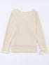 Relaxed Fit Ribbed Knit Blouse with Lace Trim