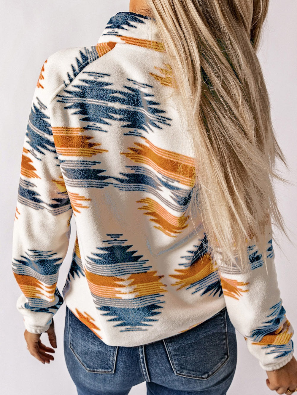 Comfortable Fleece Jacket with Geometric Print