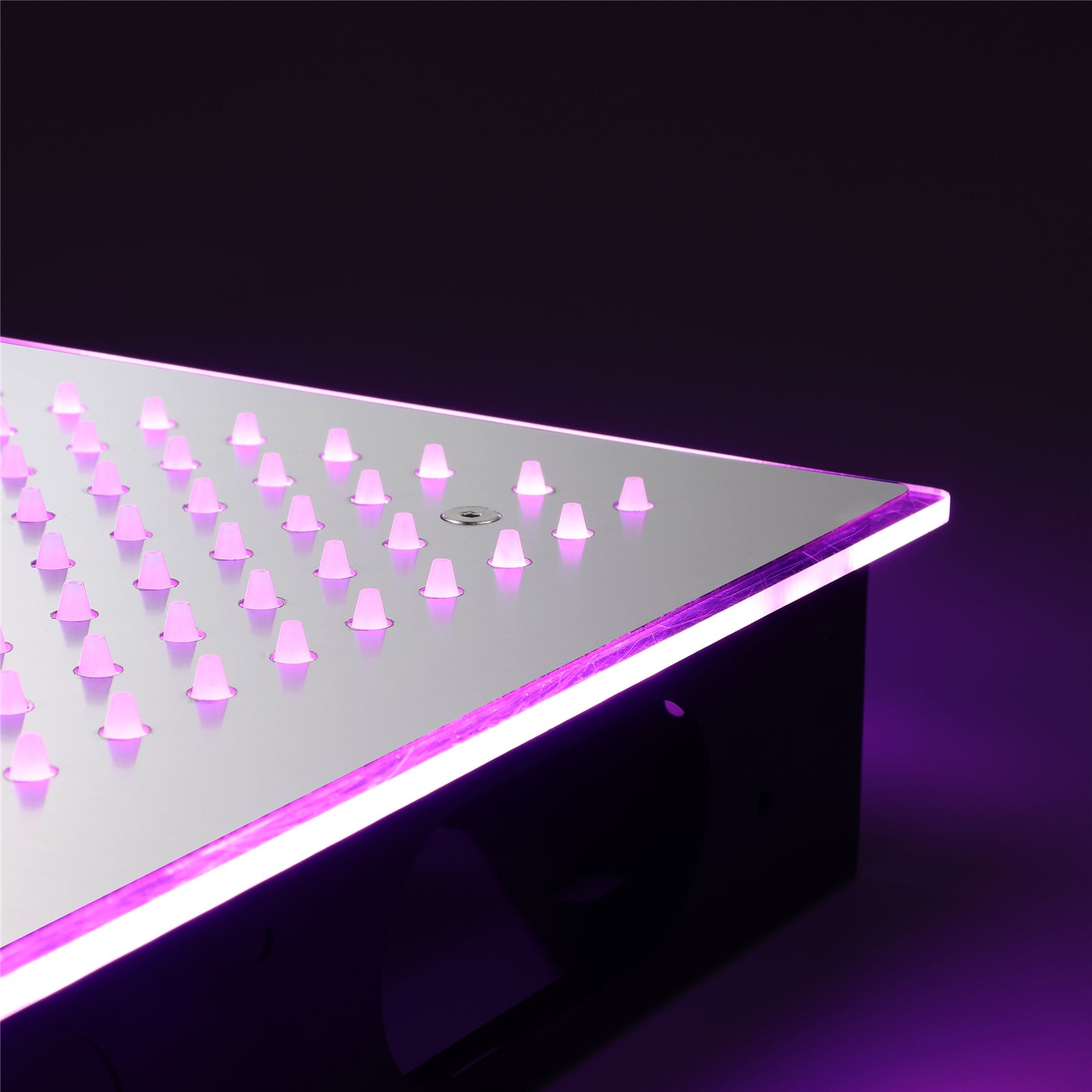 Sistema de ducha termostático digital de 5 posiciones con efecto lluvia, cascada y masaje con agua, de níquel cepillado, de 16 pulgadas, con 64 luces LED e integración de música por Bluetooth