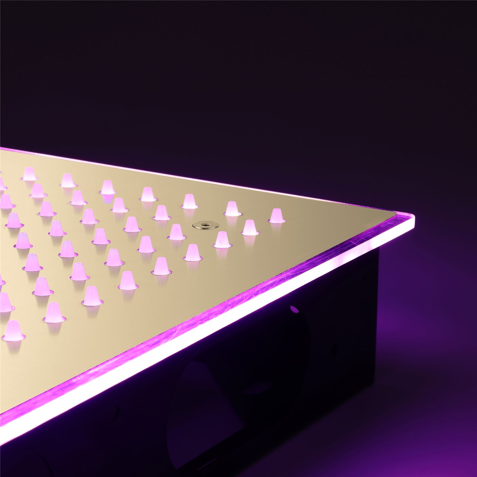 Cabezal de ducha de lluvia, cascada, niebla e hidromasaje de 16 pulgadas con montaje empotrado en oro cepillado con 64 luces LED y música Bluetooth - Grifo de ducha termostático de 5 vías con pantalla digital opcional