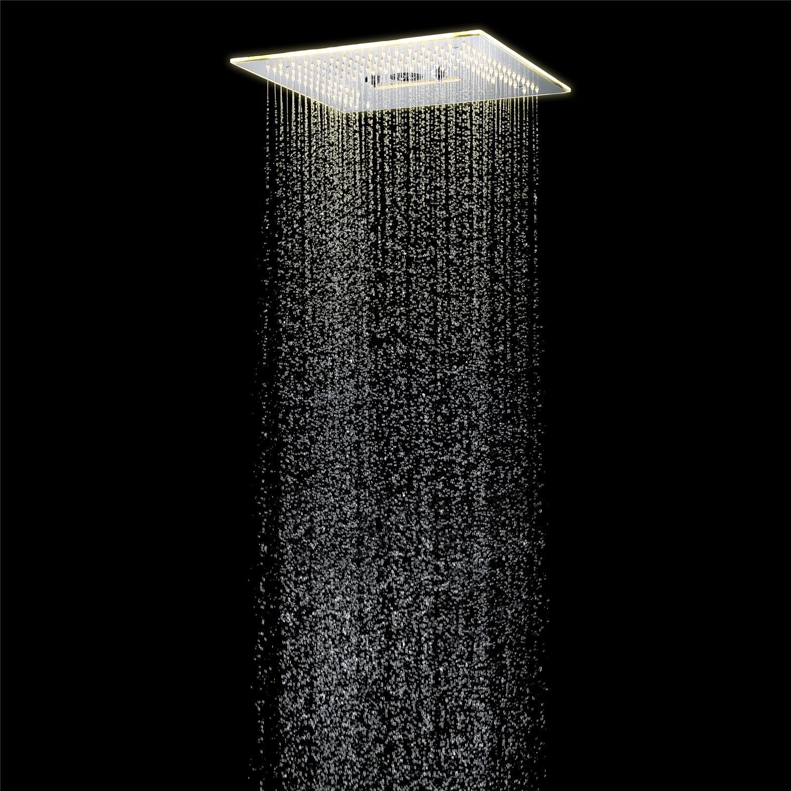 Sistema de ducha termostático digital de 5 posiciones con efecto lluvia, cascada y masaje con agua, de níquel cepillado, de 16 pulgadas, con 64 luces LED e integración de música por Bluetooth