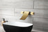 Grifo para lavabo de baño en cascada de montaje en pared en oro cepillado con desagüe emergente de latón y rebosadero