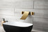 Grifo para lavabo de baño en cascada de montaje en pared en oro cepillado con desagüe emergente de latón y rebosadero