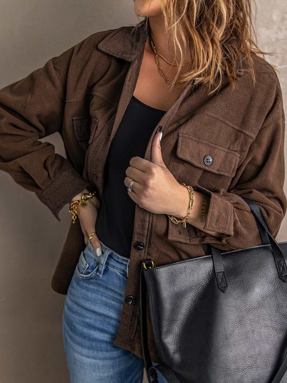 Warm Brown Fleece Shacket