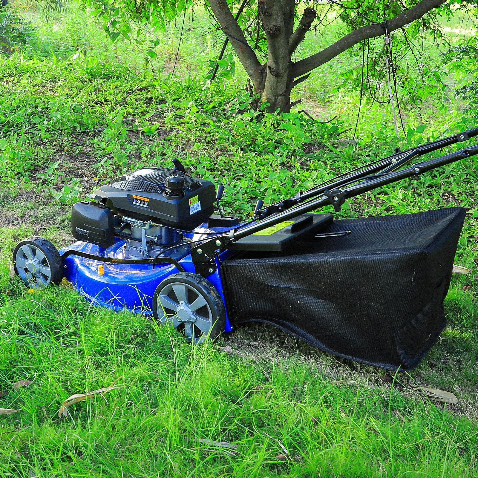 Cortadora de césped autopropulsada BILT HARD de 21 pulgadas, 3 en 1, a gasolina, con motor de 4 tiempos de 201 cc, ensacado, triturado y descarga lateral, altura de corte ajustable de 8 posiciones, arranque fácil.