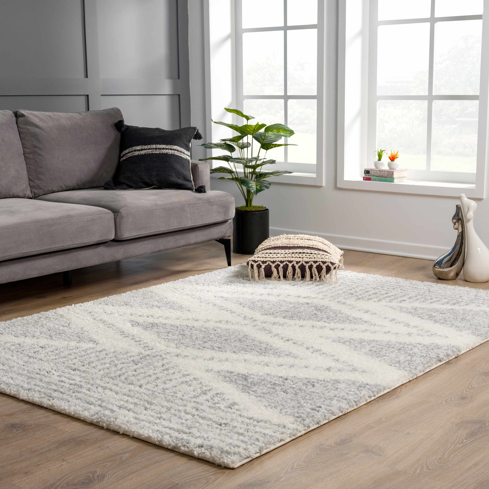 Alfombra de felpa Trunding en color gris