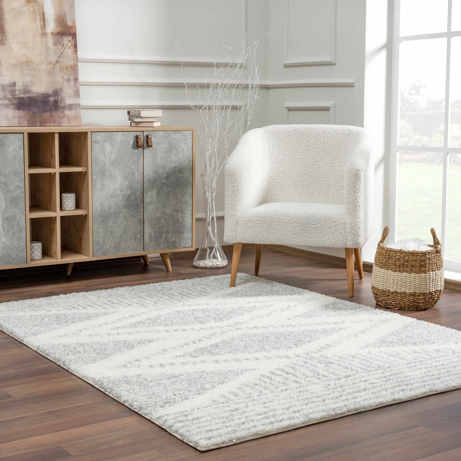 Alfombra de felpa Trunding en color gris