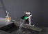 Grifo de baño de latón con una sola manija, cascada de níquel cepillado, 3 luces LED y desagüe emergente de latón.