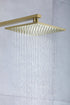 Lujoso juego de ducha termostático de pared con efecto lluvia, en dorado cepillado o negro mate, con caño de bañera