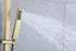 Lujoso juego de ducha termostático de pared con efecto lluvia, en dorado cepillado o negro mate, con caño de bañera