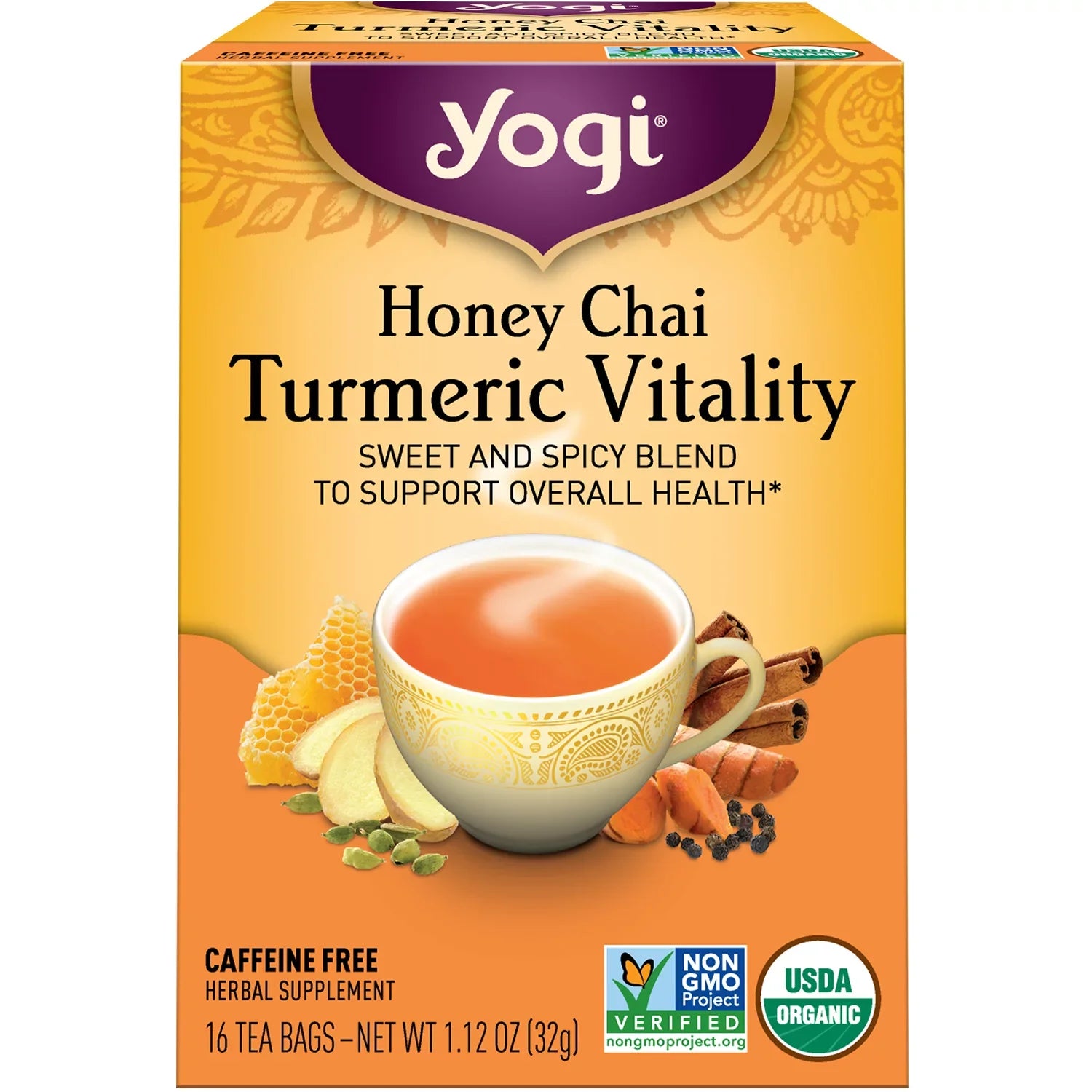Yogi Tea: Jengibre, cítricos y cúrcuma (6 bolsitas x 16)