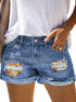 Trendy Ripped Denim Shorts with Unique Floral Design