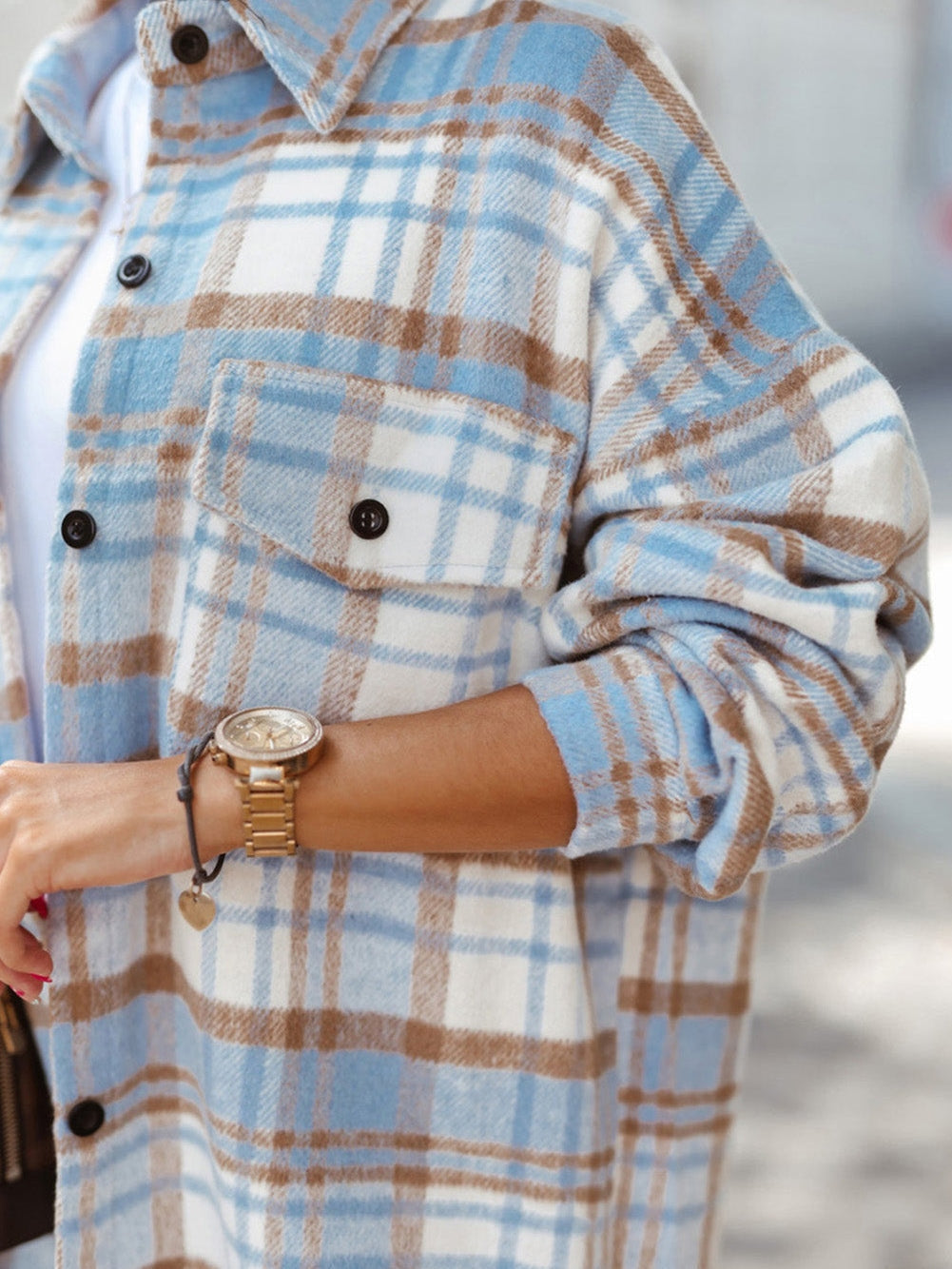 Women's Plaid Shirt Jacket
