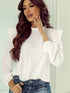 Flowy White Blouse with Ruffle Trim