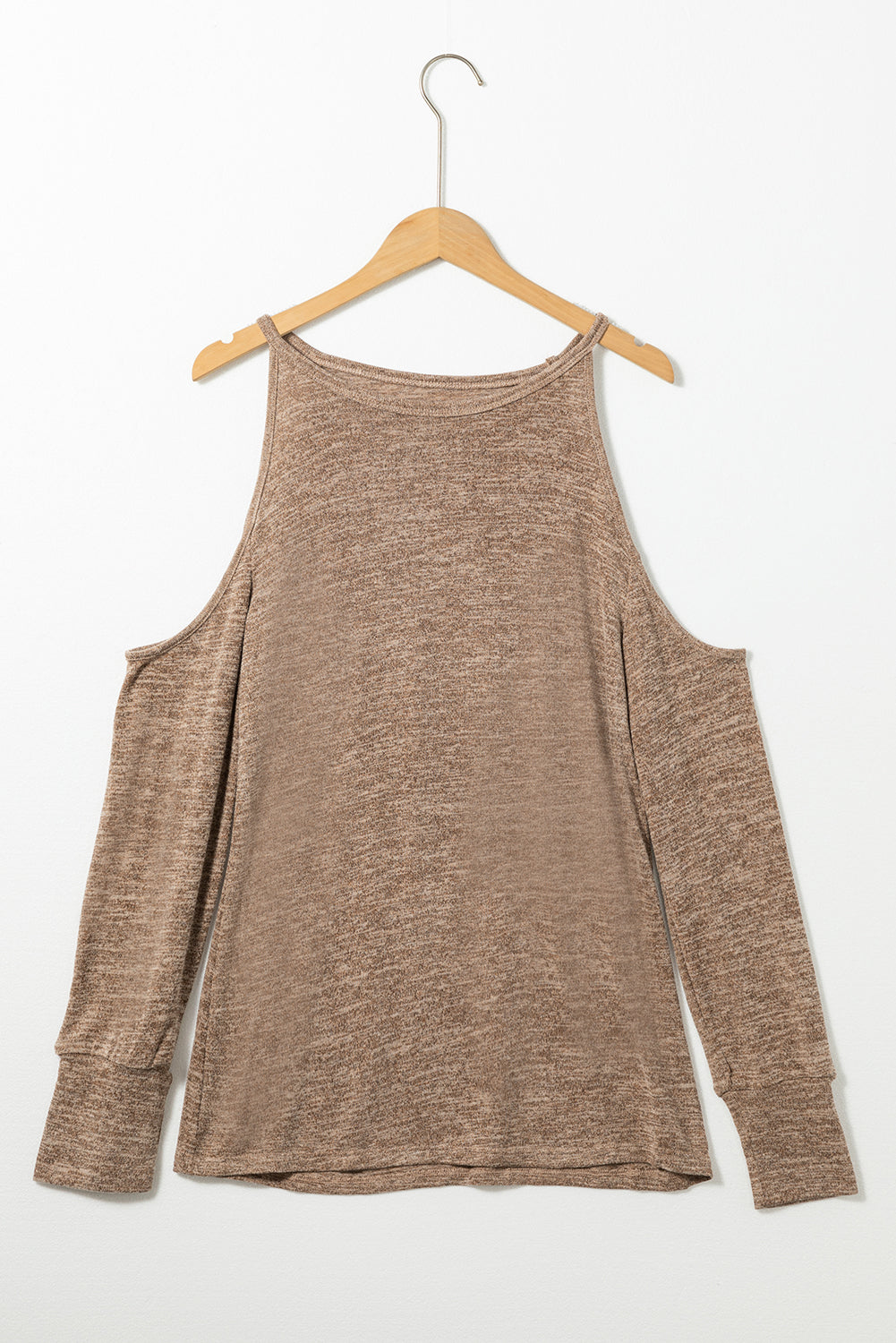 Open Shoulder Distressed Long Sleeve Top