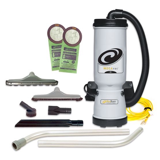 Pro-Team 105892 MegaVac 10 Qt. Commercial Backpack Vacuum with Blower Tool, Felt and Horse Hair Hard Surface Tool Kit
