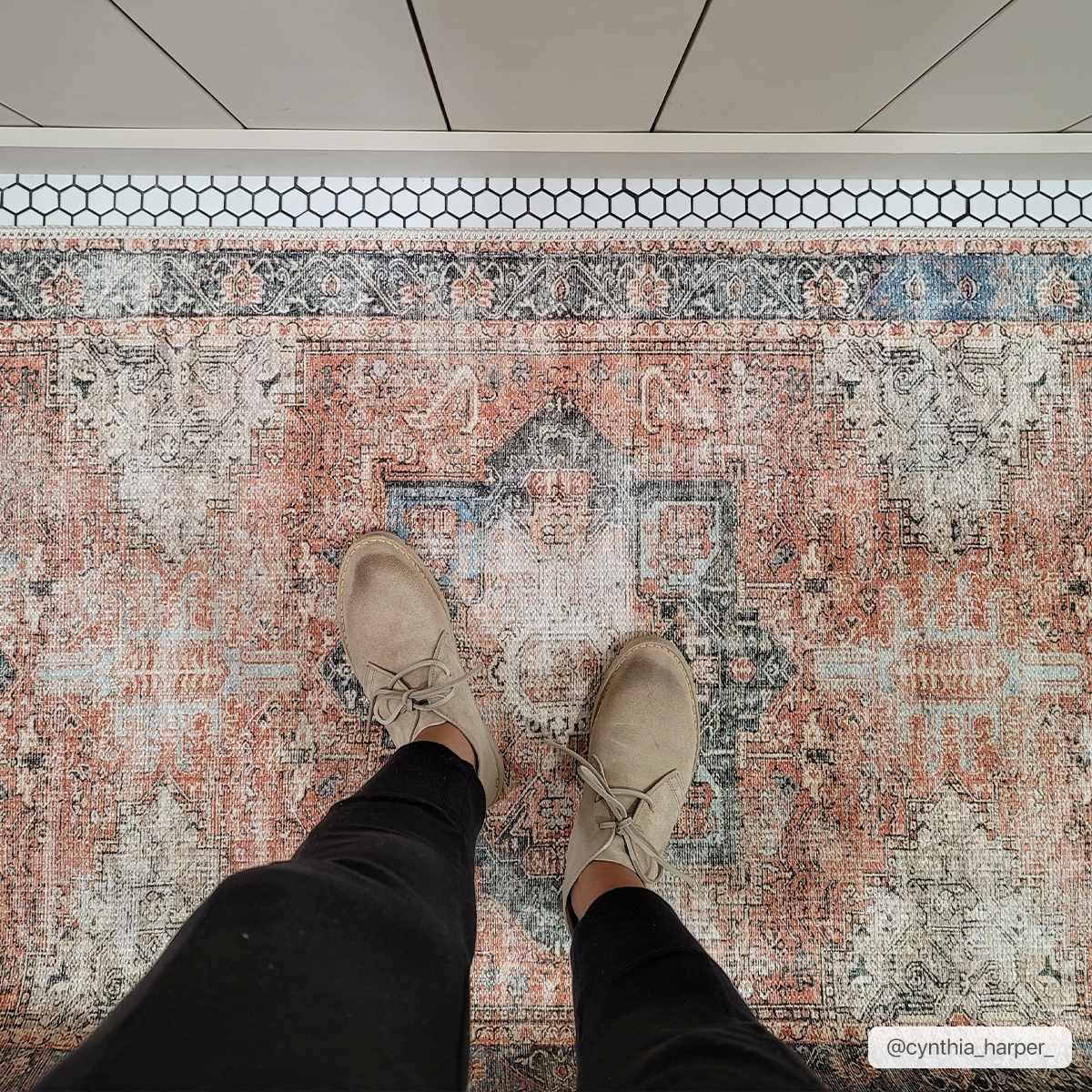 Alfombra lavable desgastada Rosman