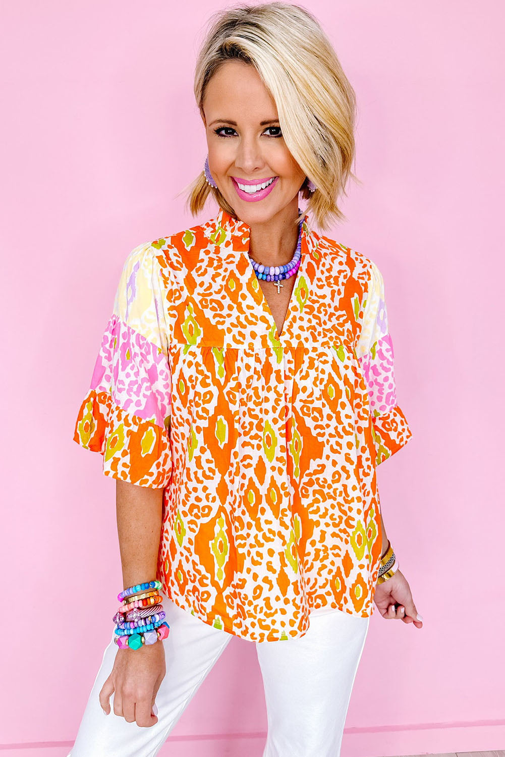 Multicolor Leopard Print Blouse
