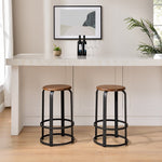 Taburete de bar de cocina redondo de madera y metal de 2 piezas Colton de 26"