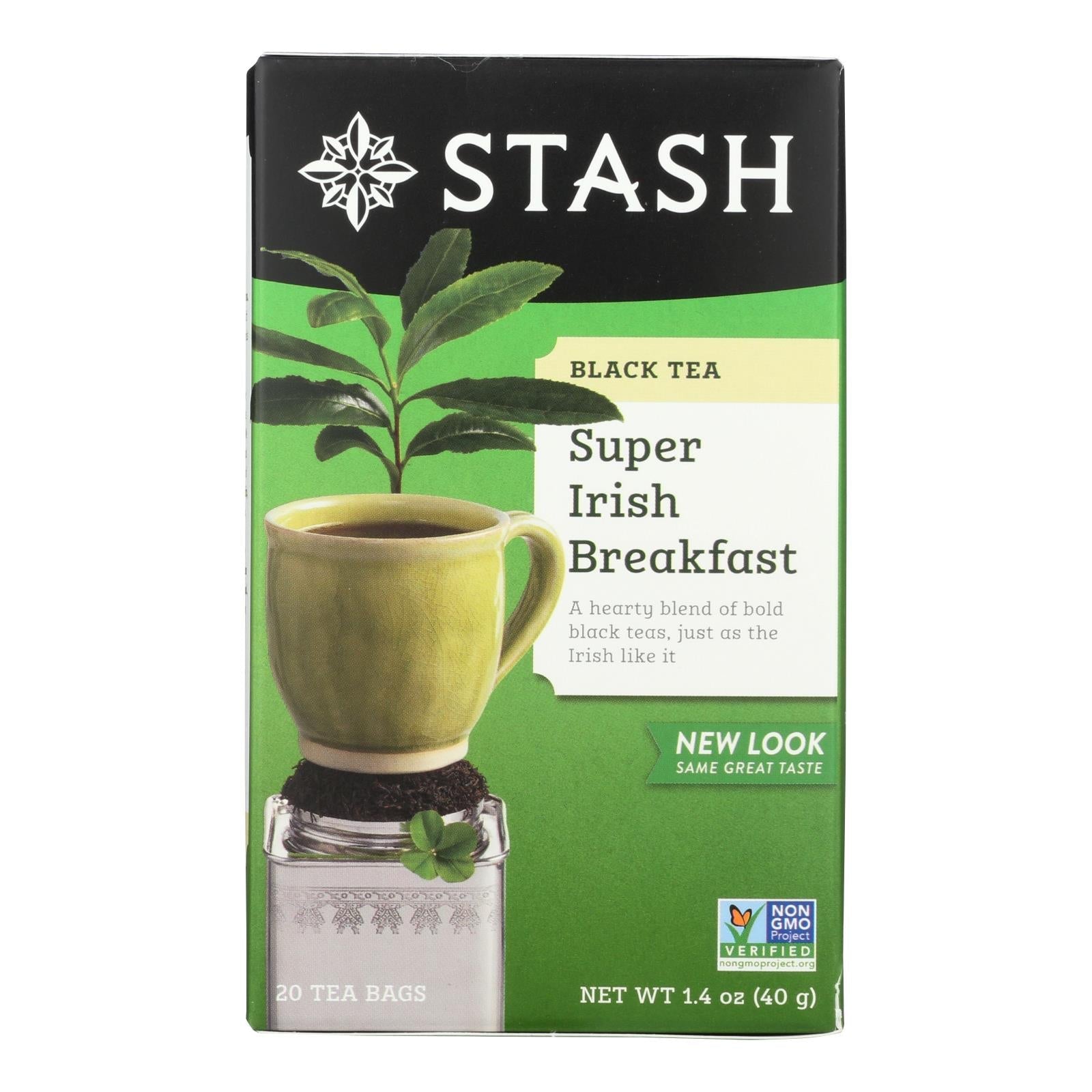 Té negro Stash Tea Irish Breakfast, caja de 6 (20 bolsitas)