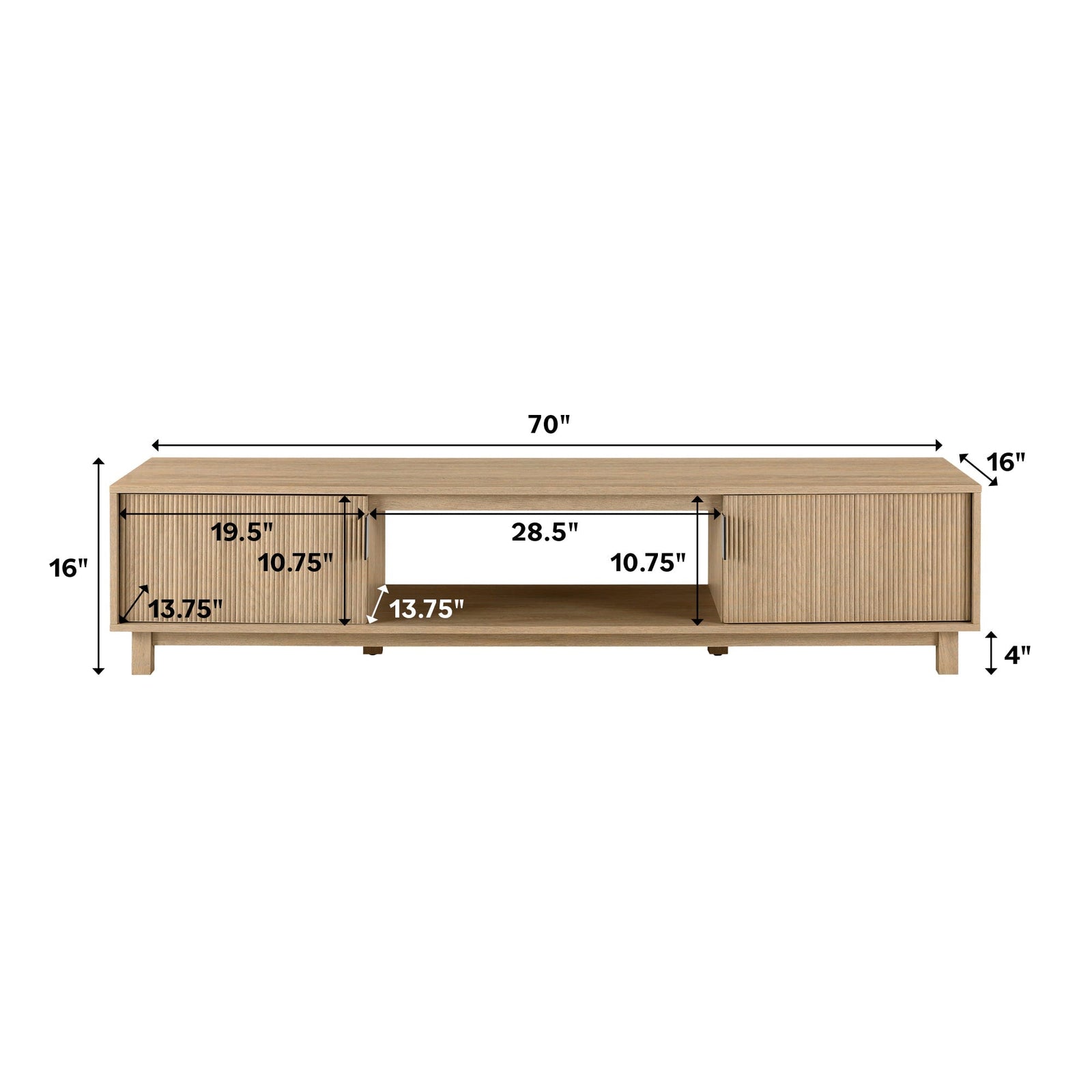 Mueble de TV escandinavo con estructura de láminas Reema Arundo