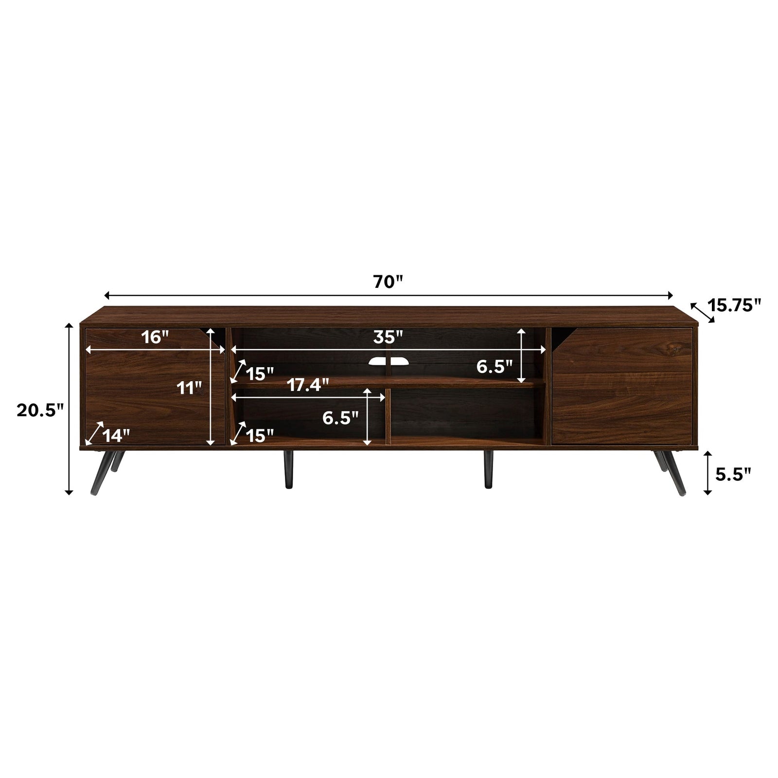 Colección de muebles de TV angulares de estilo moderno de mediados de siglo de Noah