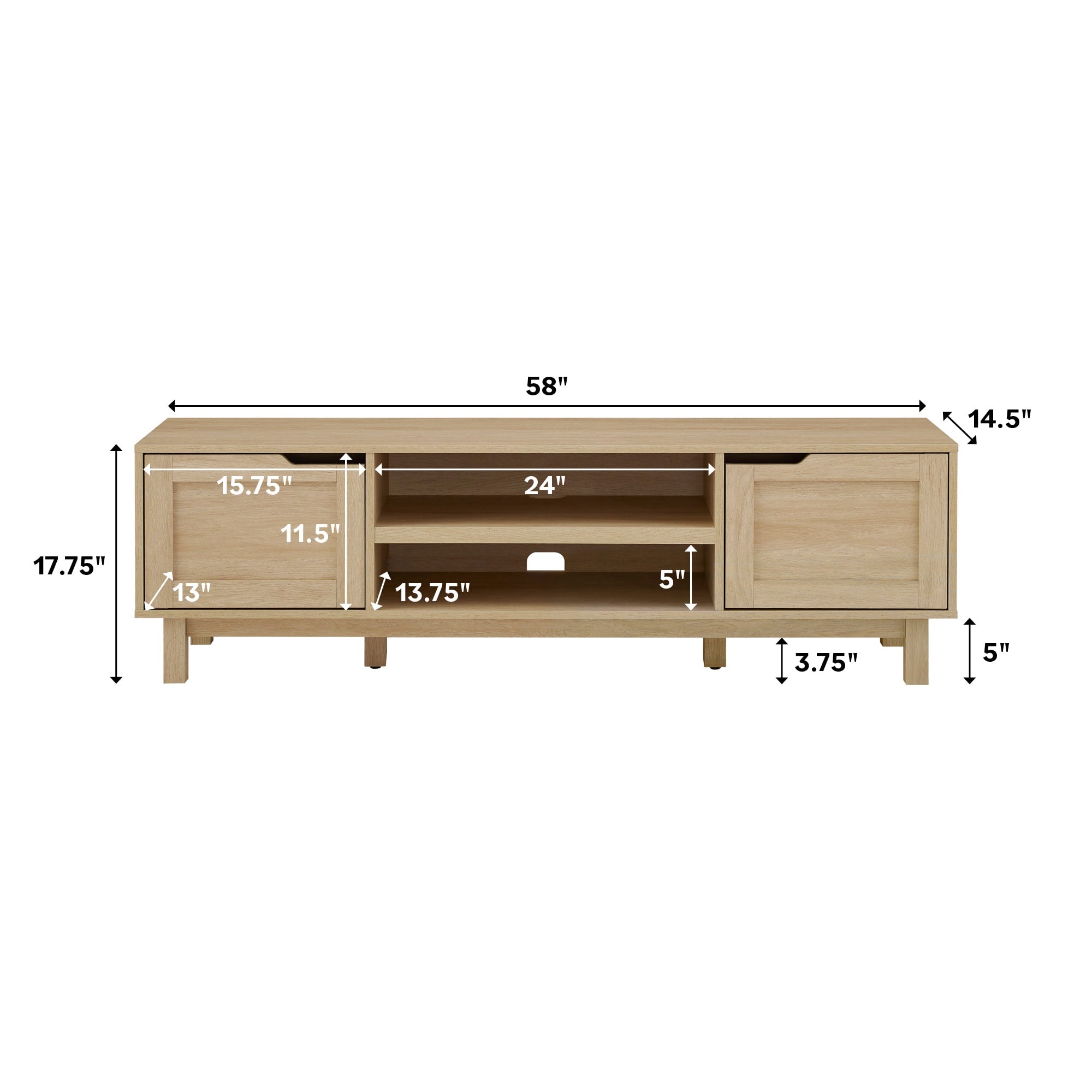 Mueble de TV moderno Tromso de 2 puertas para televisores de hasta 65”