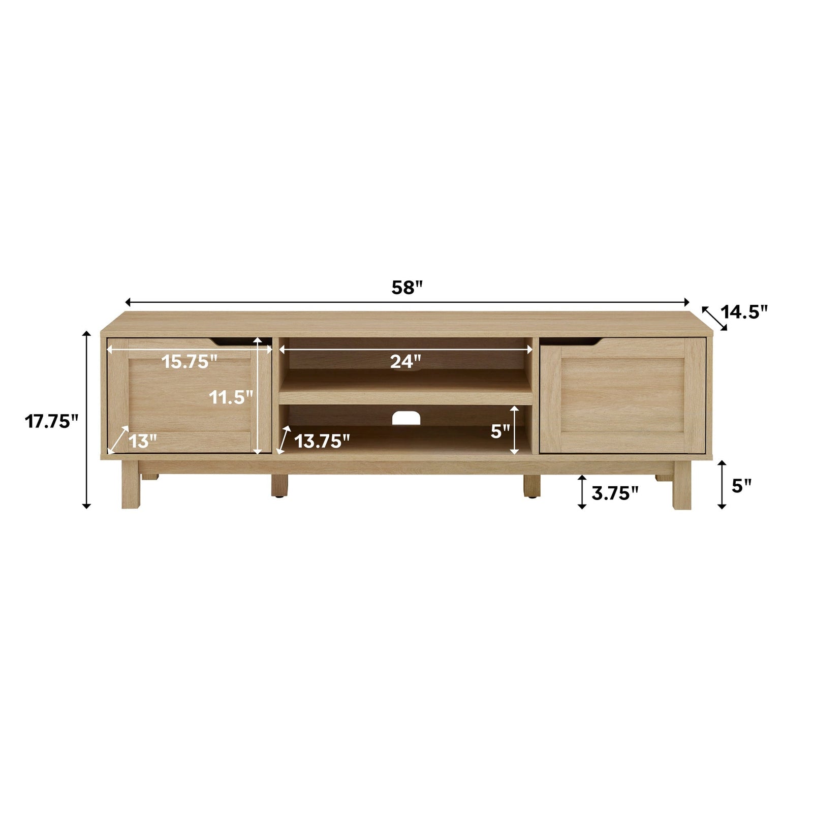 Mueble de TV moderno Tromso de 2 puertas para televisores de hasta 65”