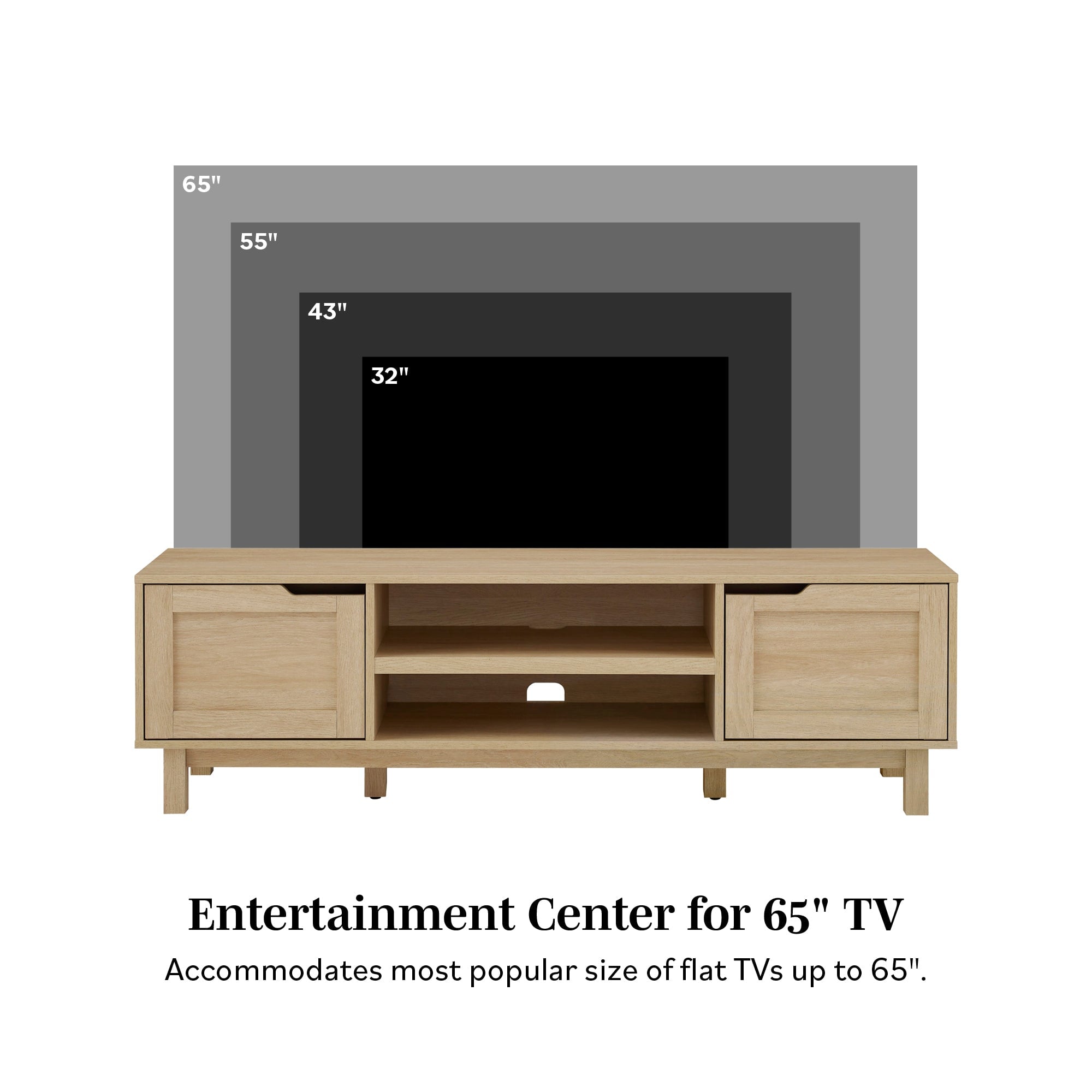 Mueble de TV moderno Tromso de 2 puertas para televisores de hasta 65”
