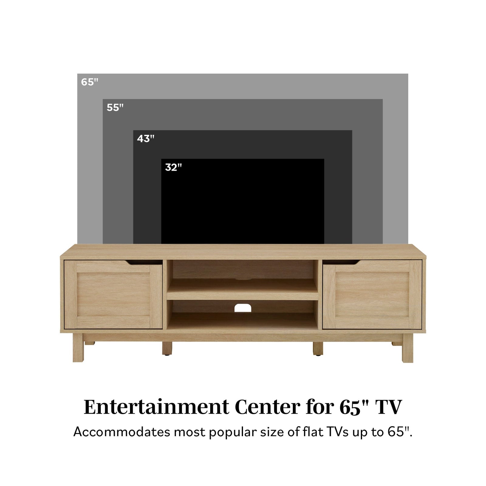 Mueble de TV moderno Tromso de 2 puertas para televisores de hasta 65”
