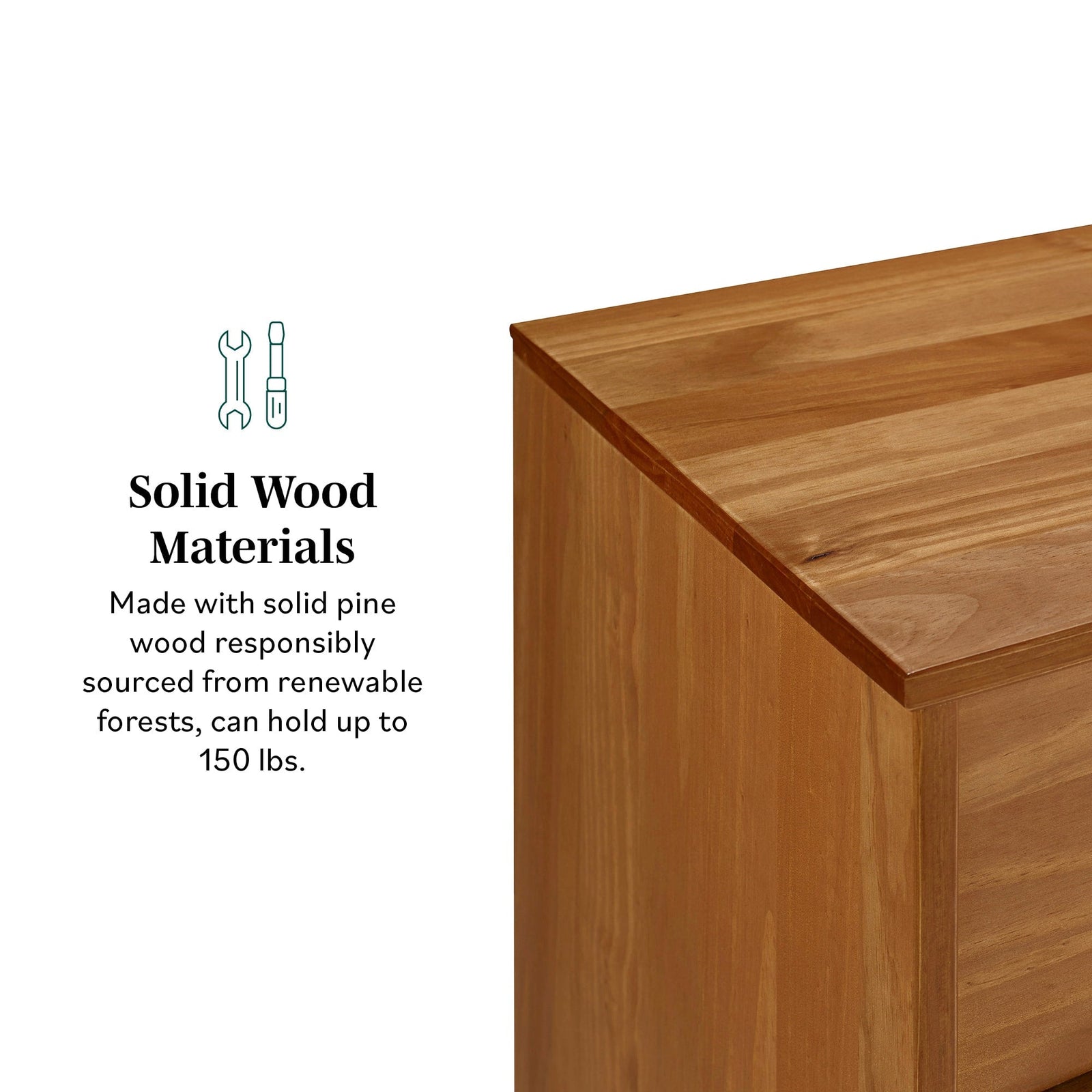Cómoda moderna de mediados de siglo de madera maciza de Sloane