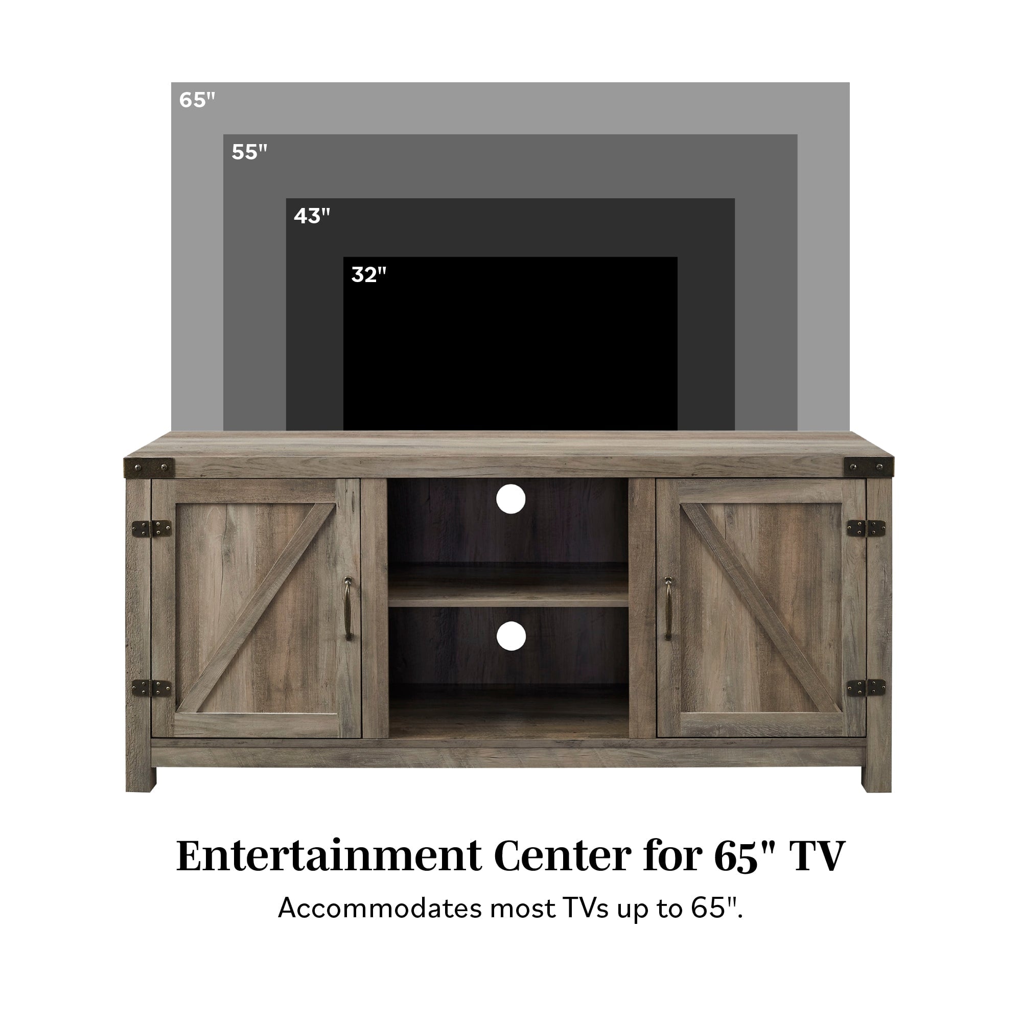 Mueble de TV con puerta de granero
