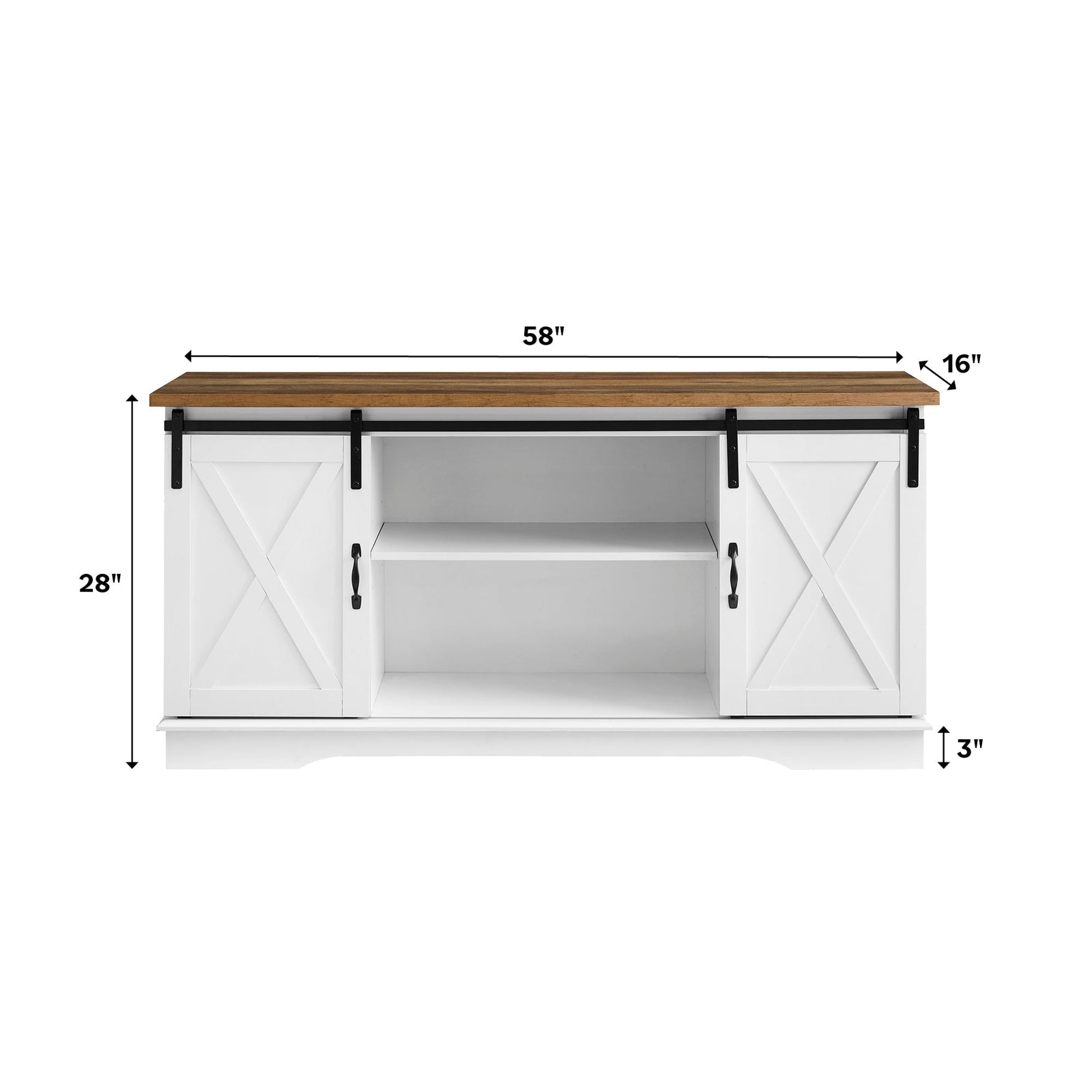 Soporte para TV con puerta corrediza de granero de 58