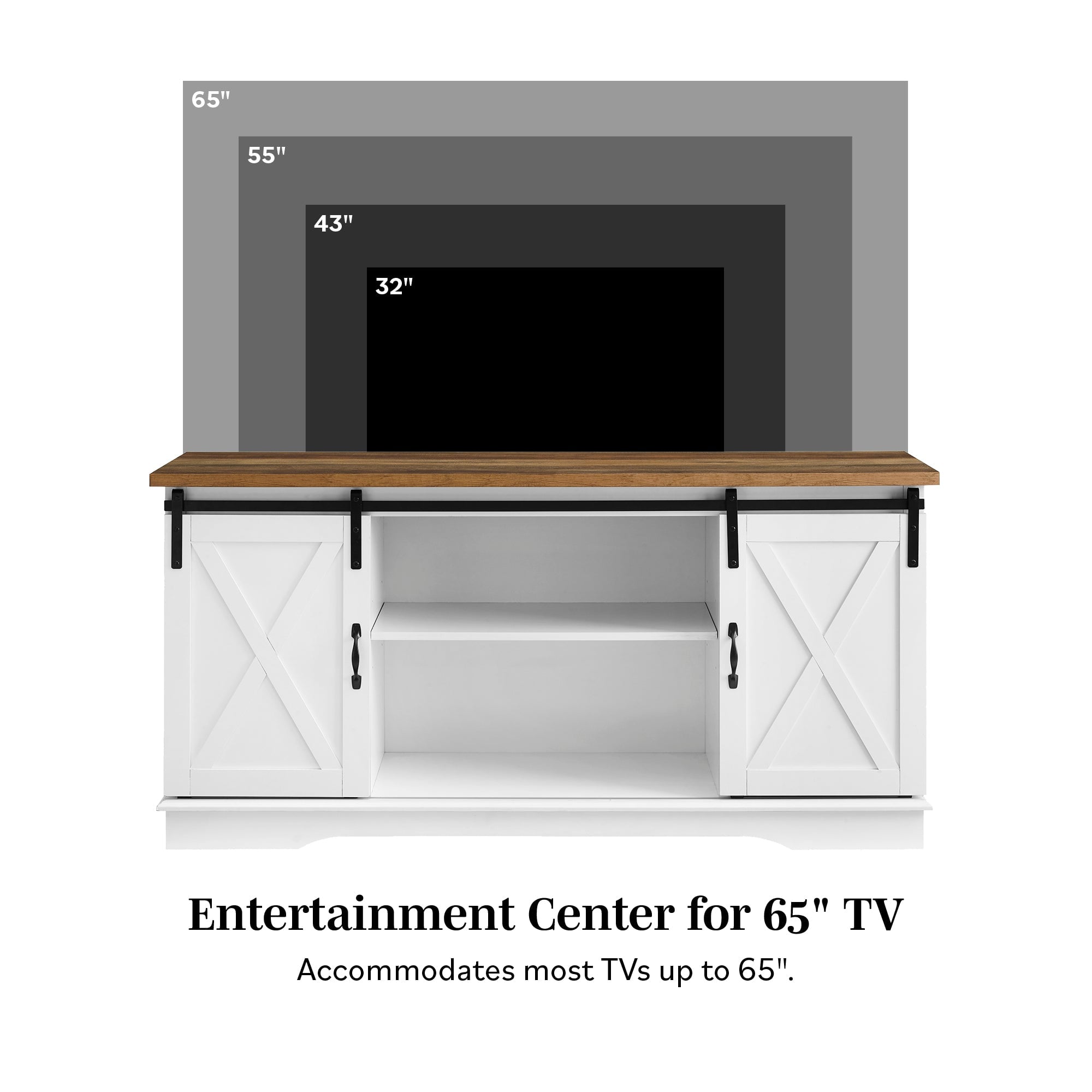 Soporte para TV con puerta corrediza de granero de 58"