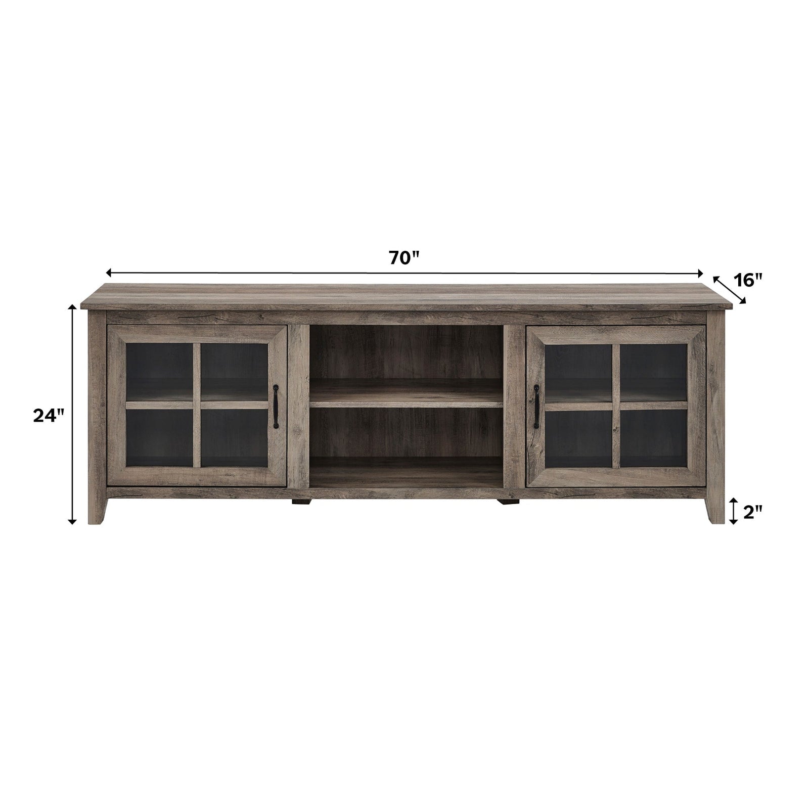Mueble de TV de madera con dos puertas y ventana de 70