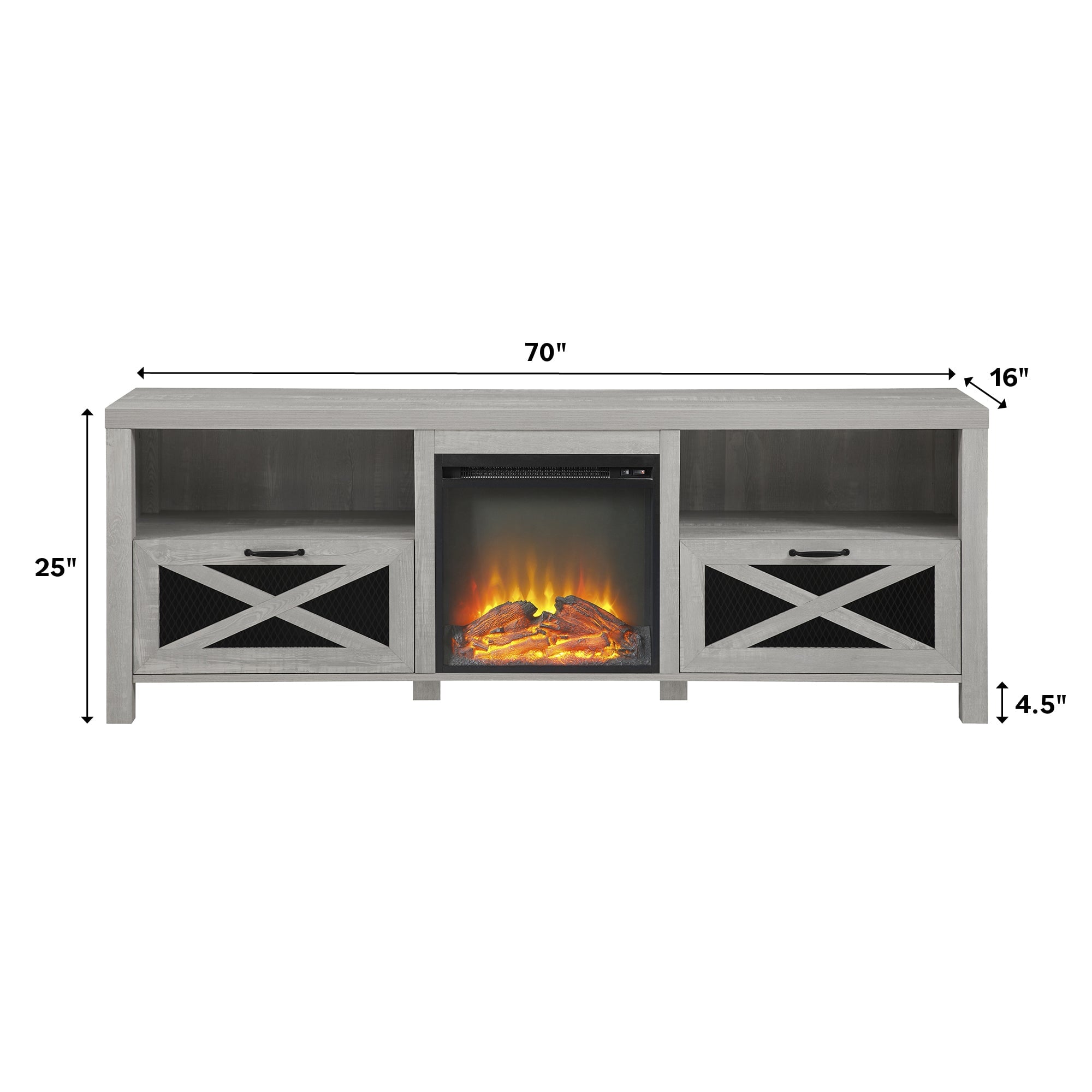 Mueble de TV con chimenea rústica de 70" de Farmhouse Abilene