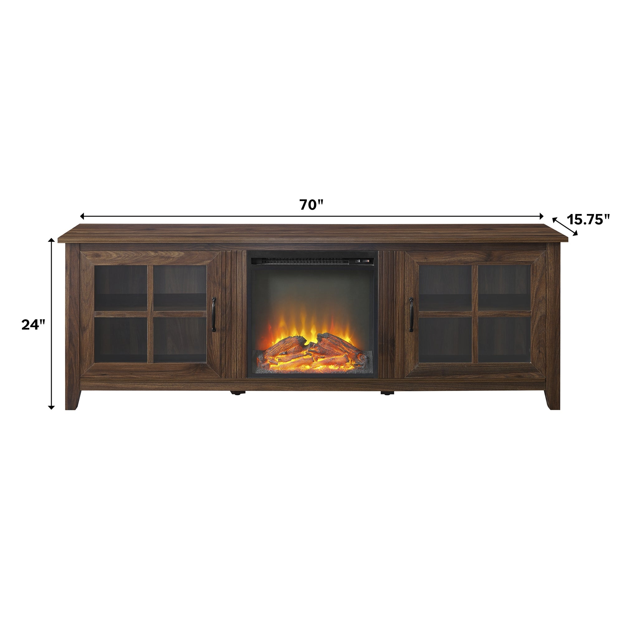 Consola de chimenea sencilla con puertas de cristal