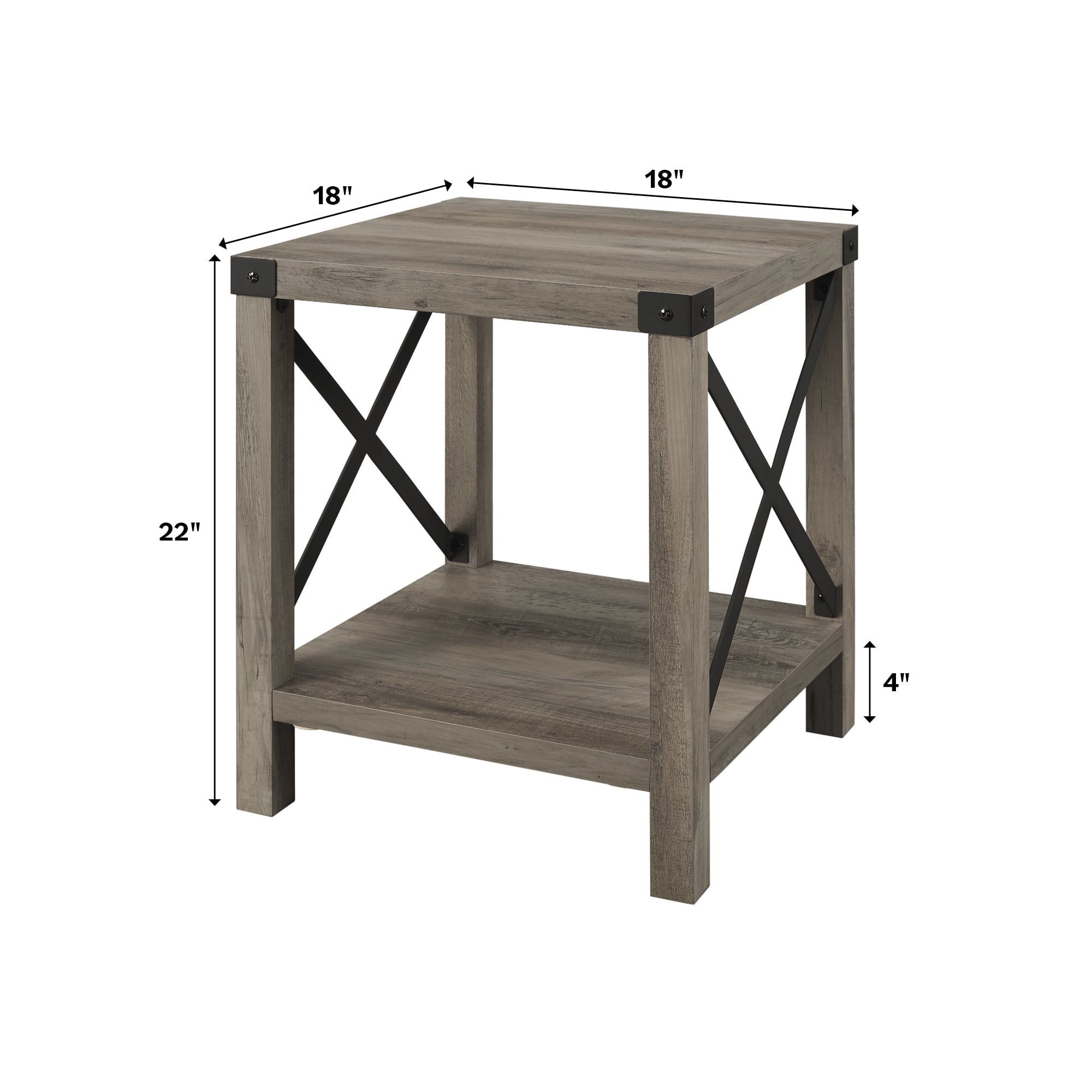 Mesa auxiliar de metal en forma de X