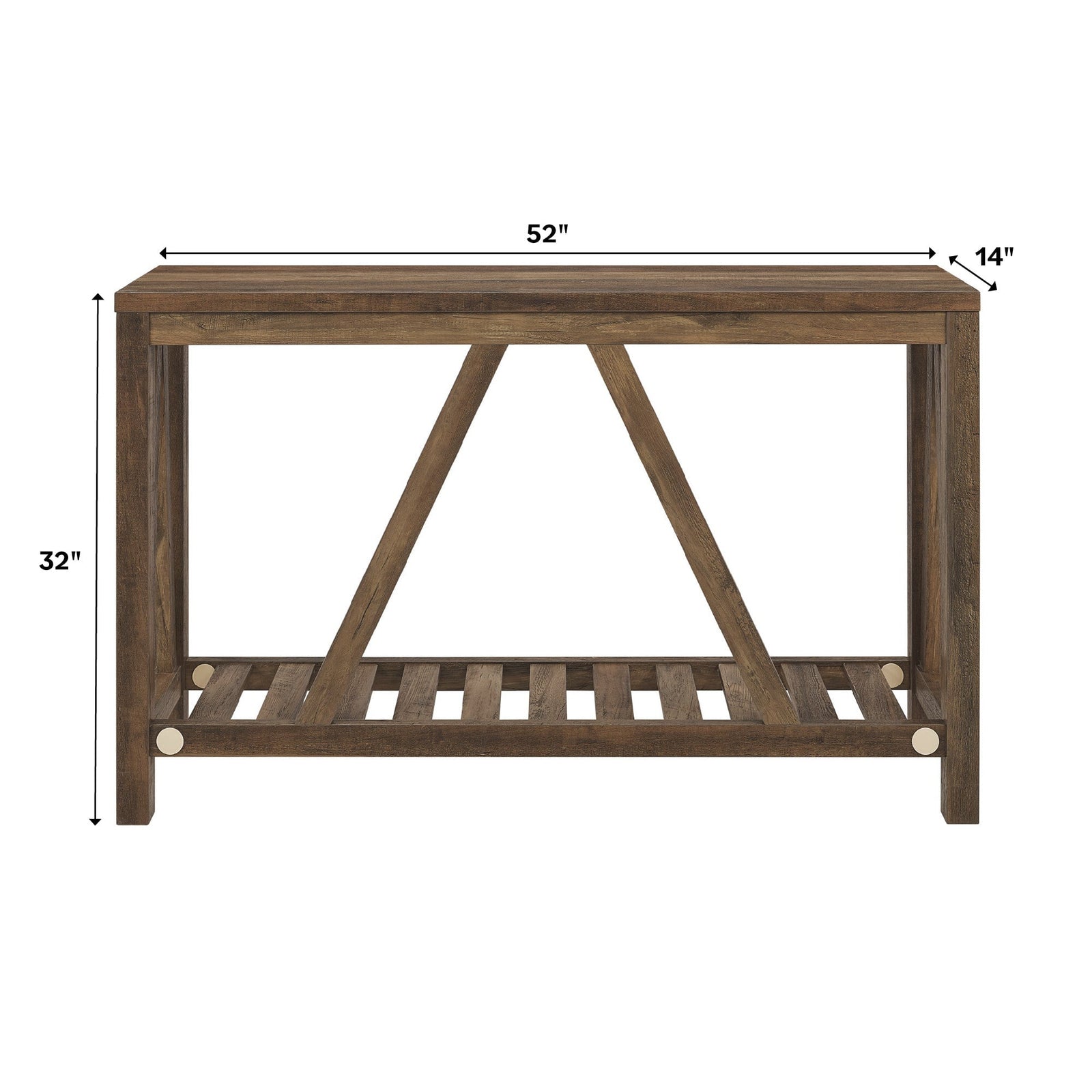 Mesa de entrada rústica con estructura en forma de A