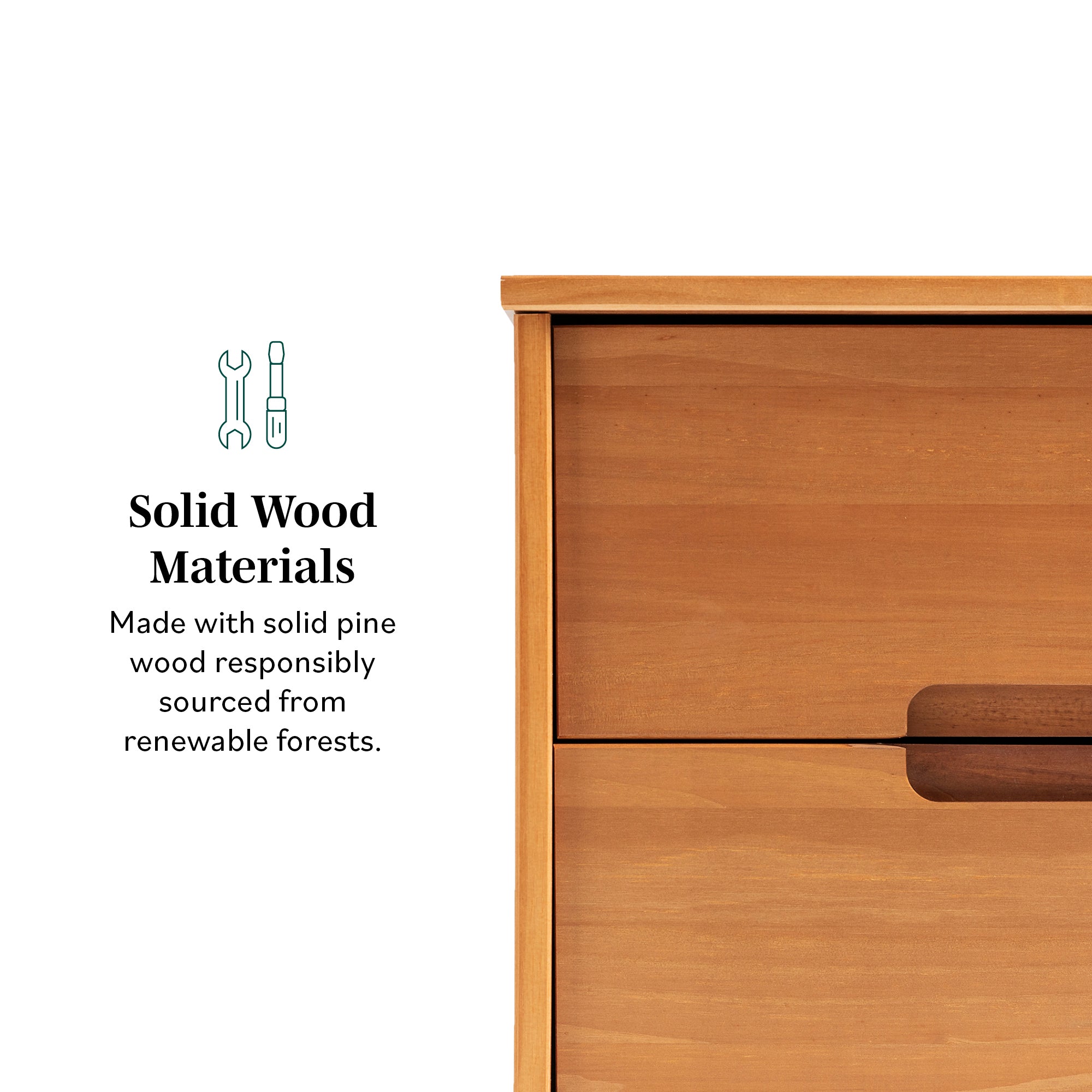 Mesita de noche moderna de madera maciza de mediados de siglo de Sloane