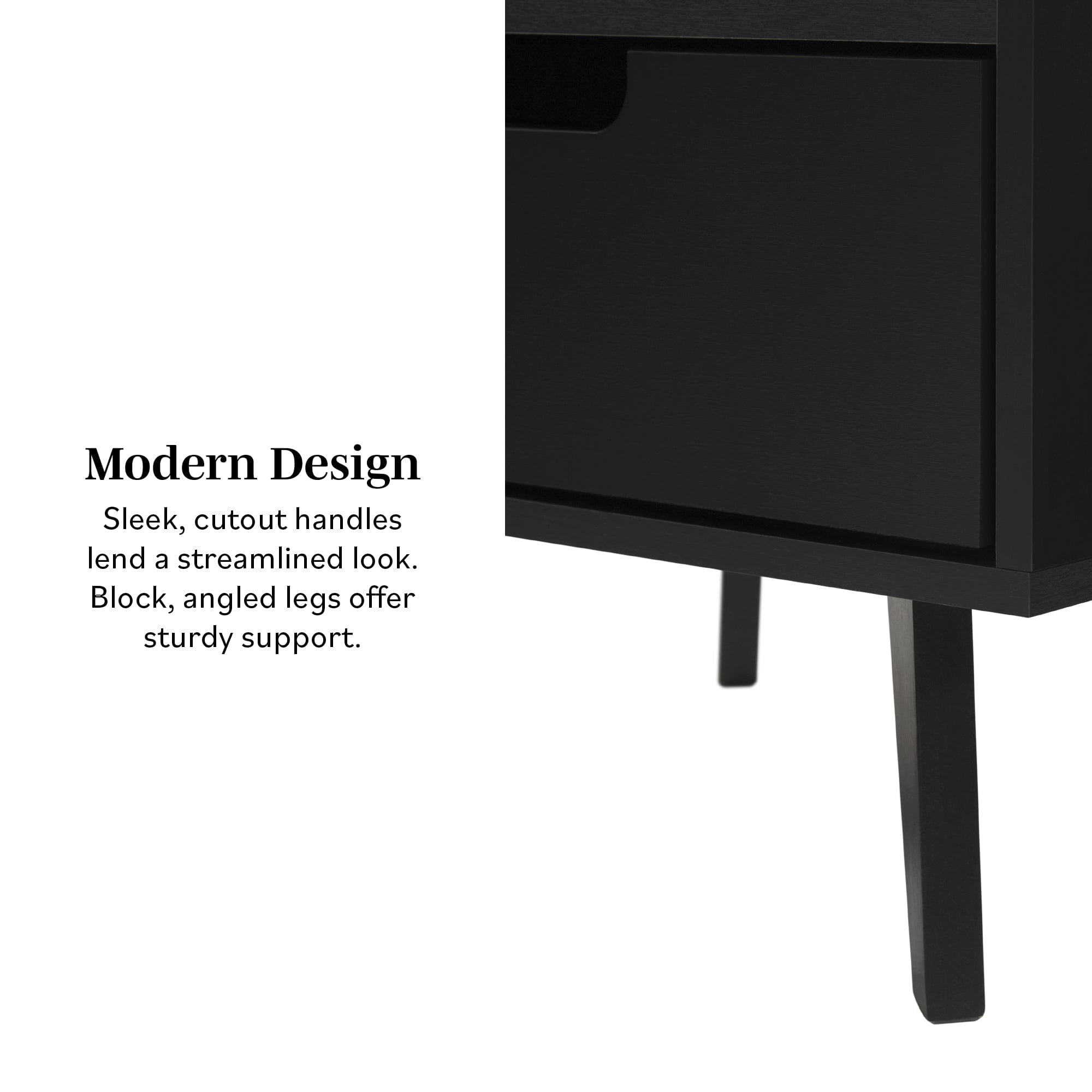Mesita de noche con patas en ángulo de estilo moderno de mediados de siglo de Sloane Hans