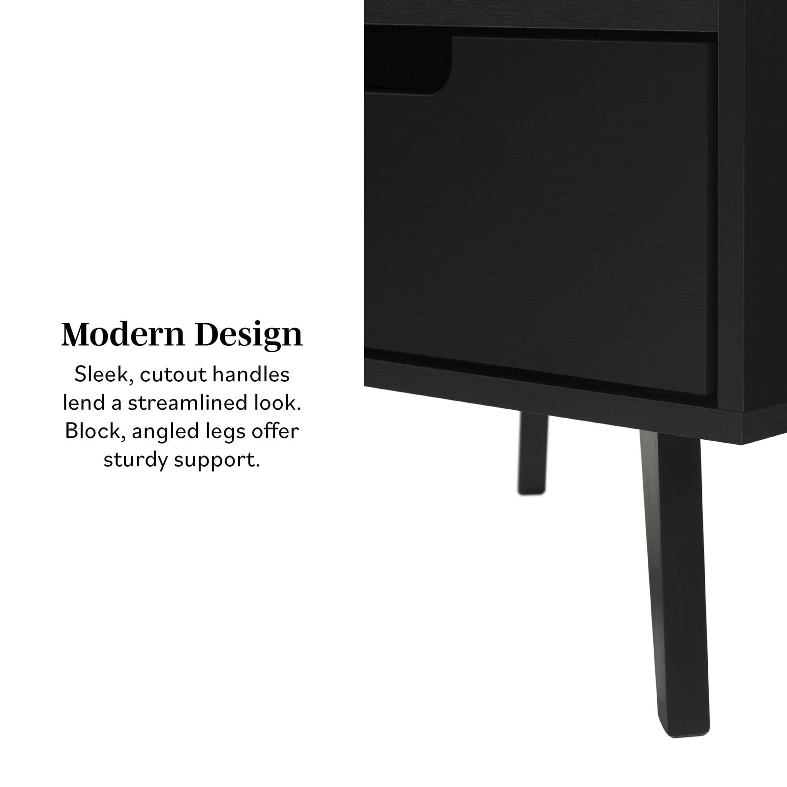 Mesita de noche con patas en ángulo de estilo moderno de mediados de siglo de Sloane Hans