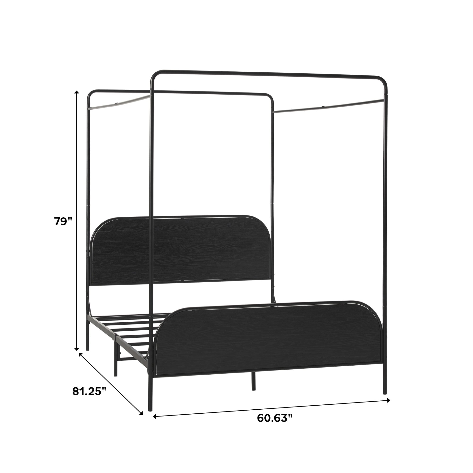 Cama Queen con dosel de madera y metal estilo moderno Metro