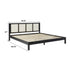 Cama Yasmina con plataforma de madera maciza y paneles de ratán (tamaño Queen o King)
