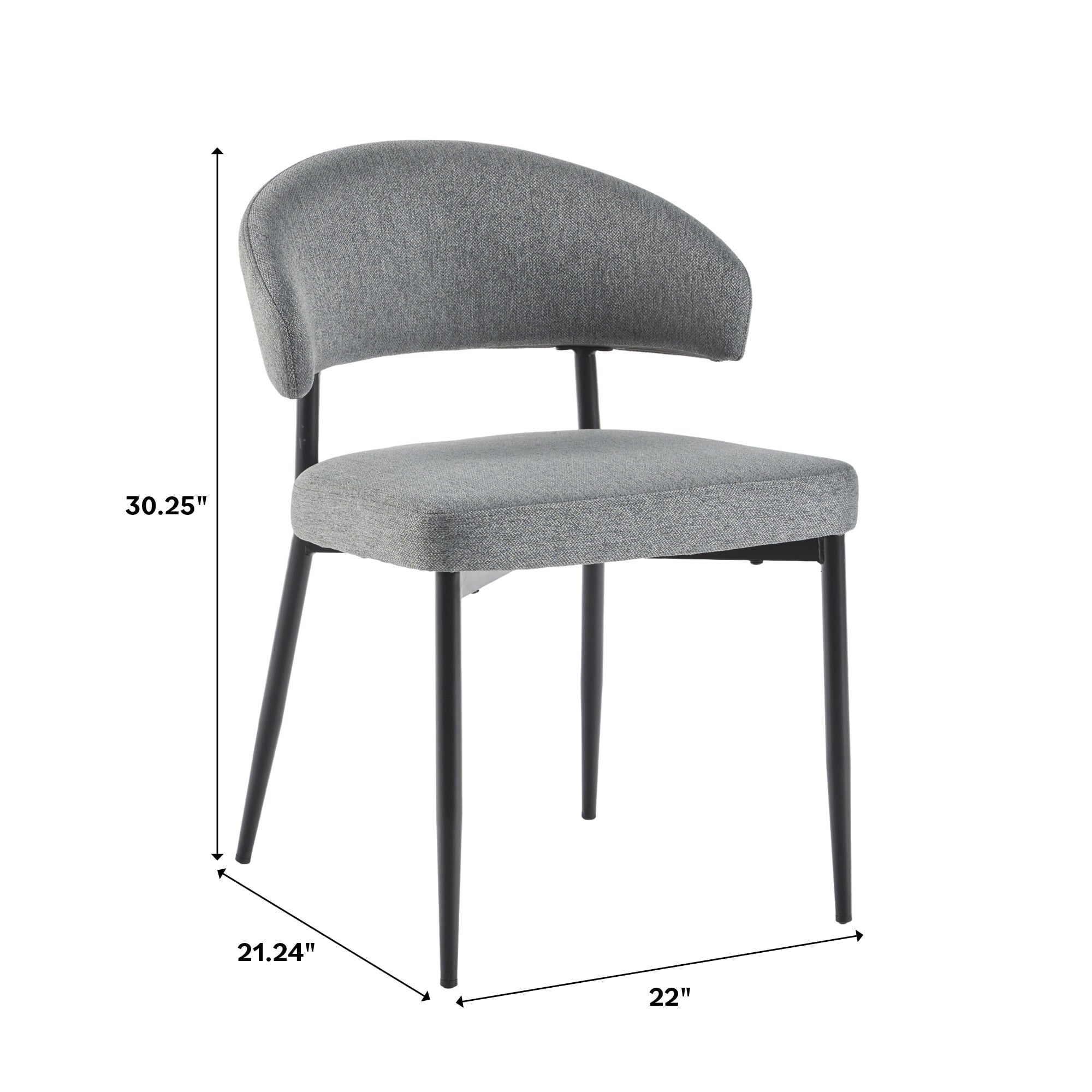 Silla de comedor curvada tapizada moderna Alexis, juego de 2