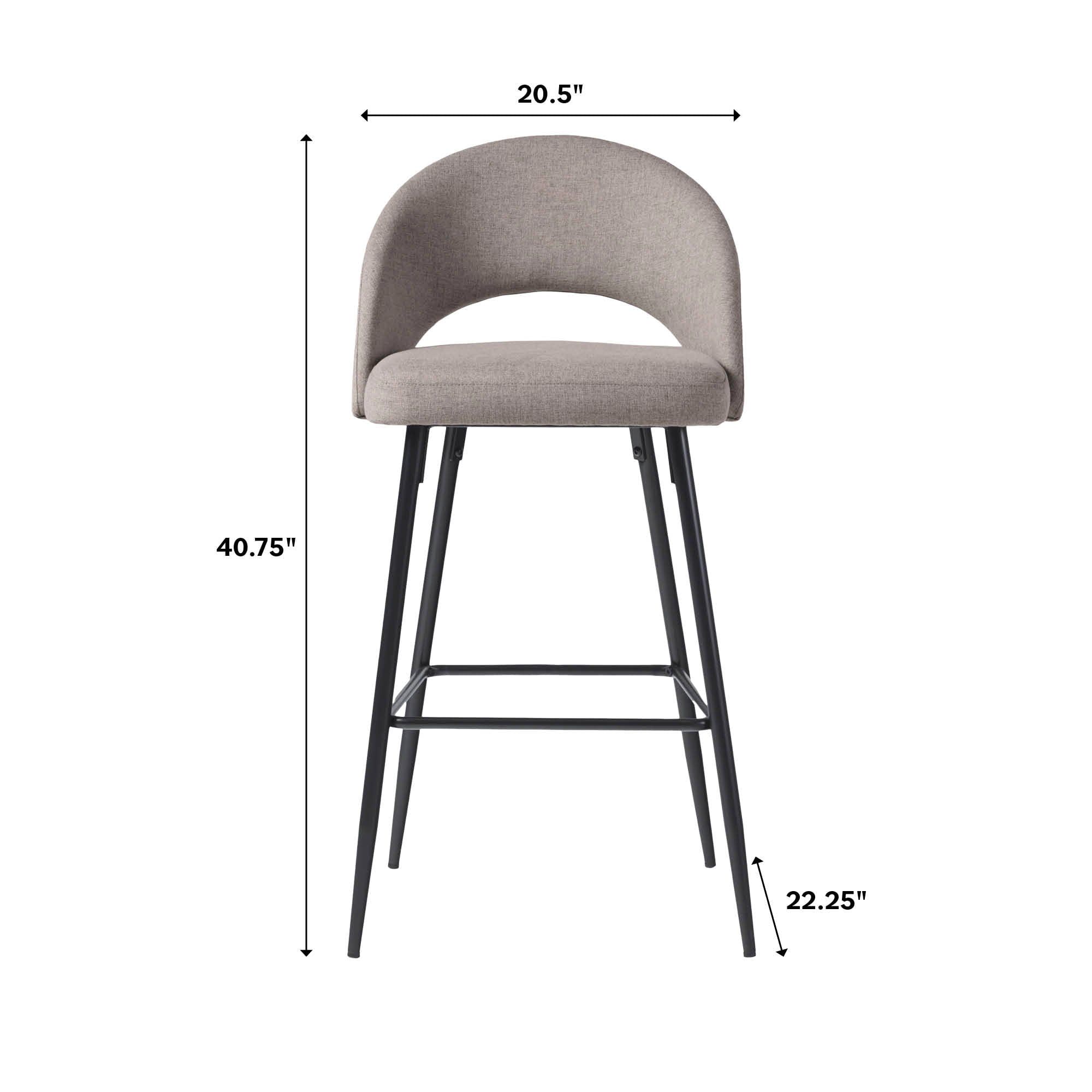 Juego de 2 taburetes de bar tapizados minimalistas modernos de 2 piezas